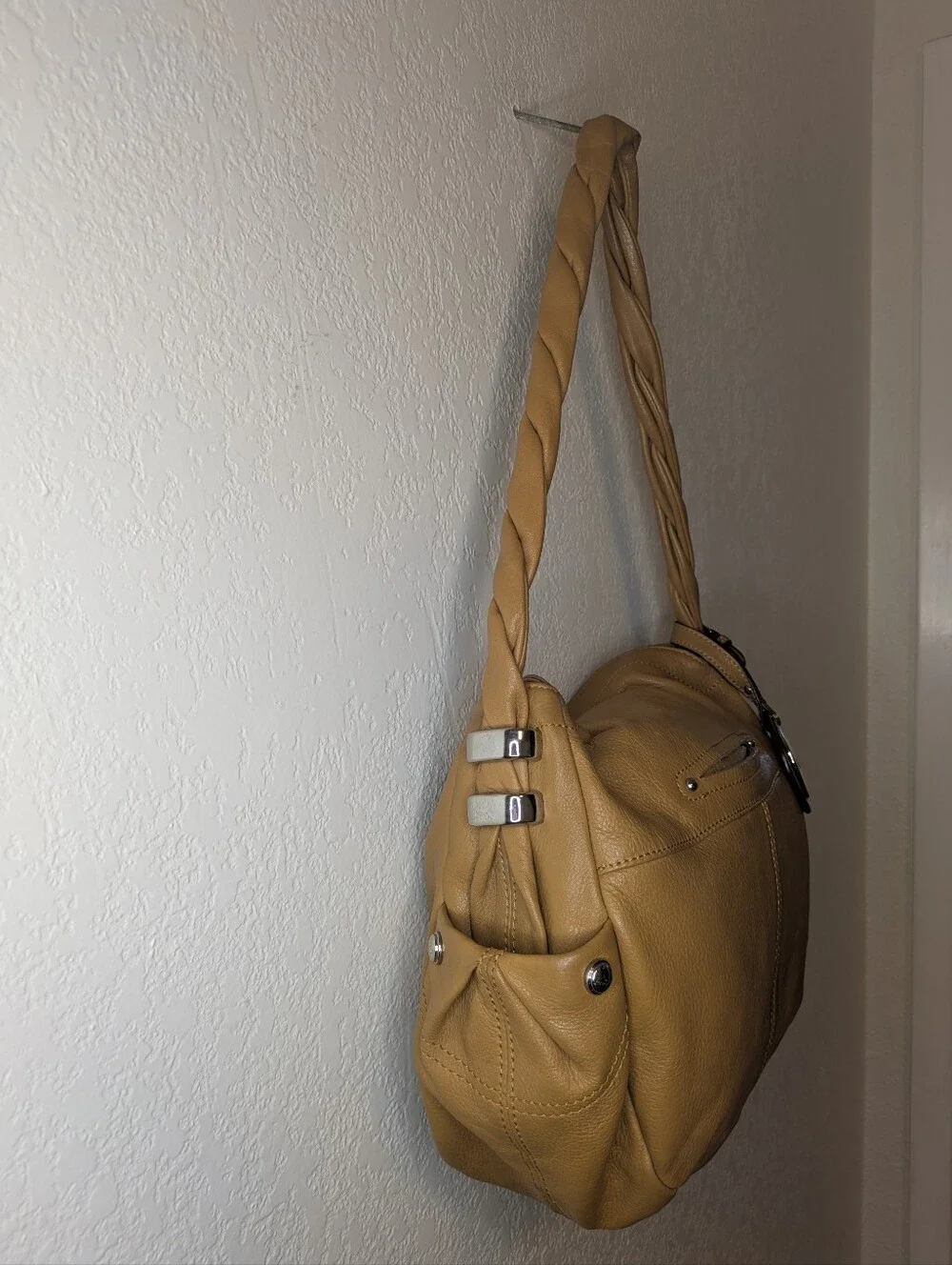 Authentic B. Makowsky Mustard Yellow Slouchy Leather Shoulder Bag